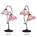 Bieye L10811 Flower Tiffany Style Stained Glass Table Lamp with 8-inch Wide Bent Glass Lampshade Lily Pad Base (2-Light, Pink)