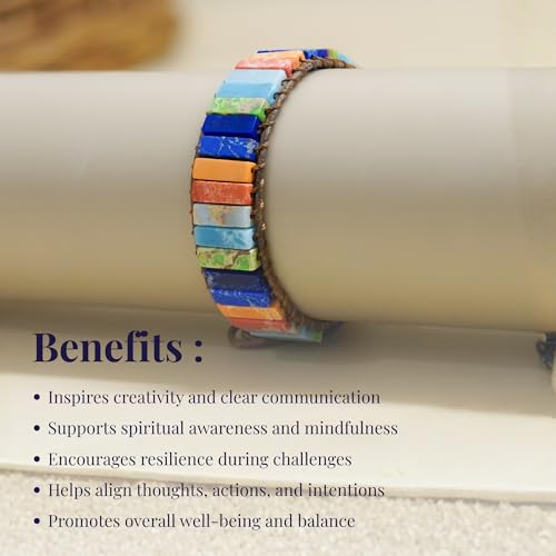Image of 7 Chakra Healing Crystal Bracelet for Men & Women | Natural Stone Beads | Meditation, Yoga & Anxiety Relief Bracelet | Reiki Energy Balancing Beads with Amethyst, Lapis Lazuli, Aventurine, Carnelian & Jasper