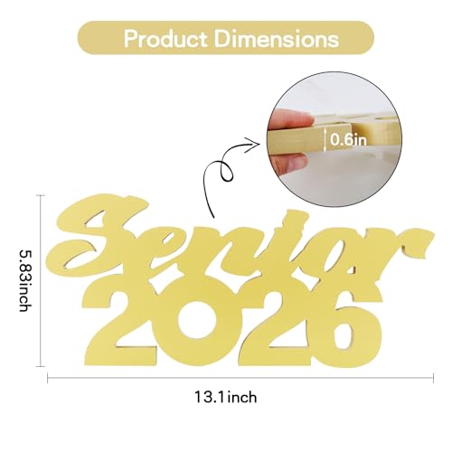 Image of TONIFUL Graduation Decorations 2026 Senior 2026 Sign Wooden Gold Class of 2026 Table Centerpiece Photo Props Graduation centerpieces Senior 2026 Sign for 2026 Party Decorations Supplies