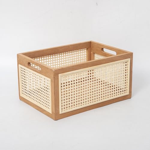 CINWEN Decorative Vintage Wooden Crate Storage Box, Rustic Pine Wood