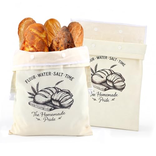 BubFroo 2 Pack Large Beeswax Sourdough Bread Bags with Detachable Liner