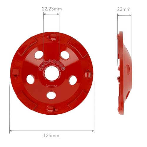 PRODIAMANT PKDS Diamant-Schleiftopf 125 mm x 22,2 mm 4 PKDs mit Stützsegment für Beschichtungen Farben Kleber und Putz
