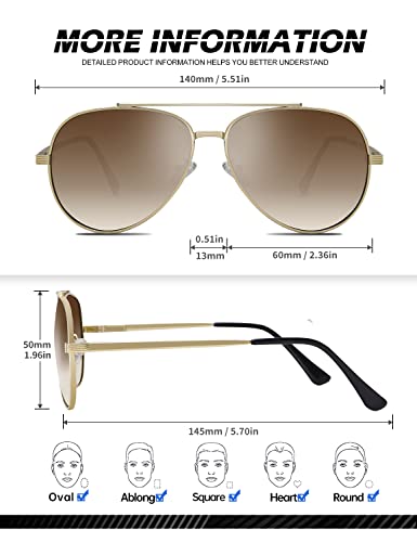 Polarized Aviator Sunglasses for Men and Women, Classic Pilot Sun Glasses with Premium Metal Frame and UV Protection - Image 6