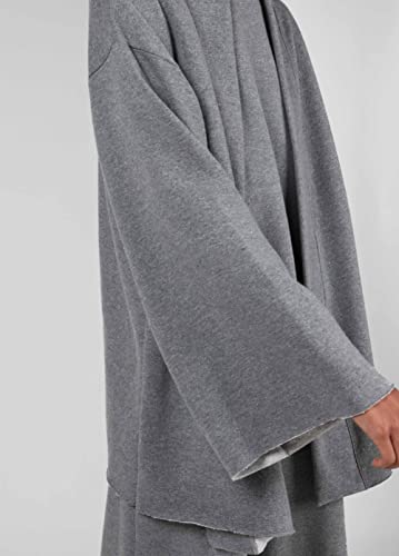 Cardigan Fem Moletom E-Basics-Cinza/Mescla