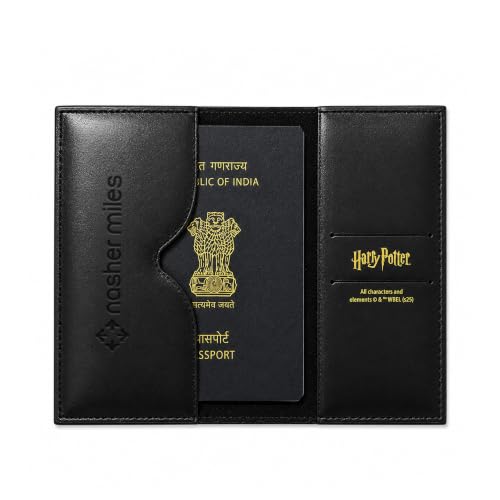 Image of Nasher Miles x Harry Potter Hogwarts Express Passport Sleeve PU Travel Cover with Cards Slot | Ideal for Travel | Men, Women, Boys, Girls (Black & Red)