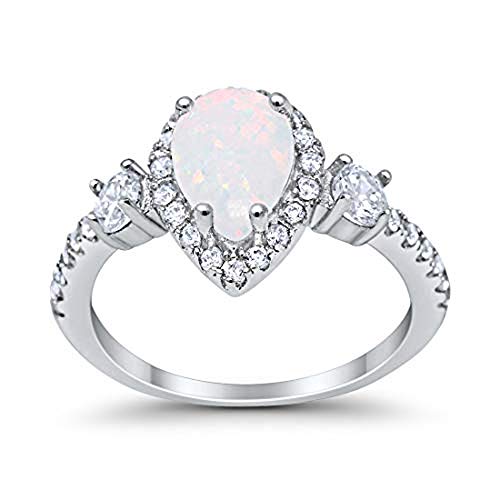 Blue Apple Co. 3-stone Halo moda anello nuziale a