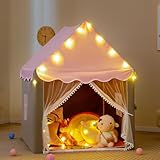 tente fillette 2 ans ⭐ Fenêtres en maille & tapis rembourré — Cette maison de jeu dispose de 2 fenêtres latérales en maille et de rideaux pour favoriser la circulation de l'air. Le tapis amovible facilite le nettoyage et crée un espace douillet.