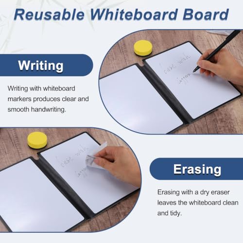 MEGAPENNA A5 Portable Dry Erase Board, Double-Sided Reusable, Gray | Handheld Whiteboard Board Whiteboard Notebook with PU Cover, Pen & Wipe Cloth & Board Eraser, for Office Study Home - Image 4