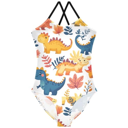 Pigsaly Girls One Piece Swimsuits Cute Dinosaurs Aniamls Kids Cross Back Swimwear Toddler Beach Sport Bathing Suit 3T