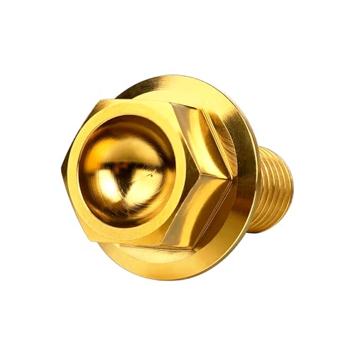 Image of Ti Screws M10 x 20 25 30 35 40 45 50 55 60 65 70 75 80 90 100mm 1.25 Pitch Titanium Flange Hex Bolt Pack of 4 (Gold, M10x20mm)