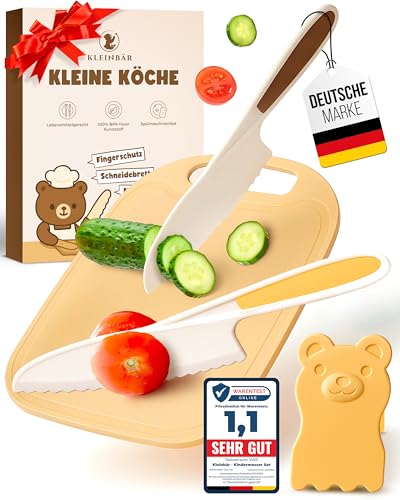 Kindermesser Set ab 2 Jahren [EXTRA SICHER] – Kindermesser ab 2 Jahre inkl. Fingerschutz & Schneidebrett – BPA frei & Montessori inspiriert –...