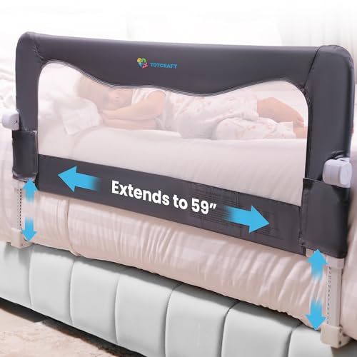 TotCraft Flexguard Adjustable Length & Height Bed Rail for Toddlers – Fits Twin, Full, Queen & King Beds – 35.5″ or 59″ Two Fixed Lengths –...