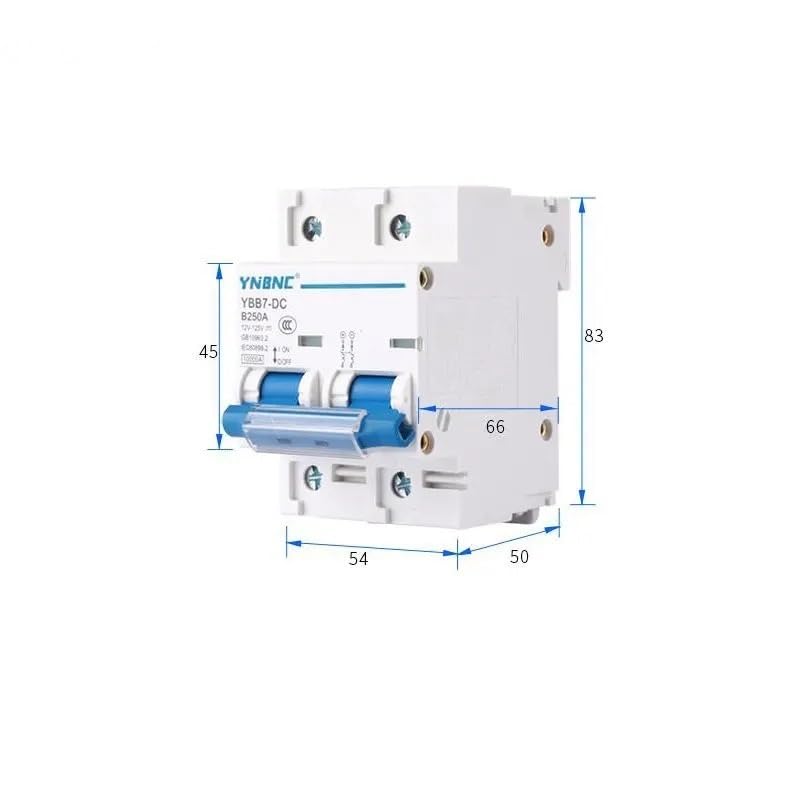 Interruttore Magnetotermico Interruttore Automatico 2P 100A 125A 150A 200A 250A DC 12V 24V 36V 48V 60V 72V 96V 120V Celle Solari Sistema Batteria RV Interruttore Differenziale(250A)