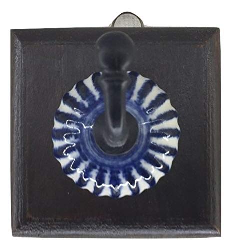 artigianatodaloise Perchero de hierro cerámico y madera de una plaza, decoración de entrada