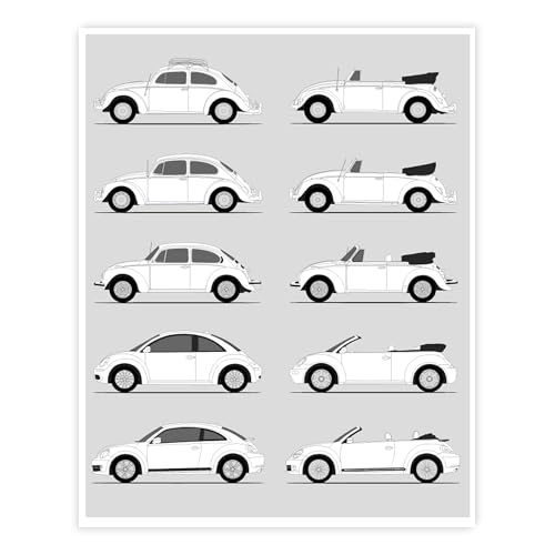 Custom Car Posters ��� �t�H���N�X���[�Q�� �r�[�g�� (Volkswagen Beetle) ����Ǝ���i�T�C�h�r���[�jVW�r�[�g���i�^�C�v1�A�j���[�r�[�g���AA5�j�̃|�X�^�[ - �~�j�}���X�g 60 x 90 cm �Z�~�O���X�v����