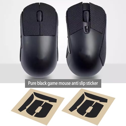 SING F LTD Conjunto de 2 adesivos pretos para mouse para jogos preto com fita antiderrapante e almof