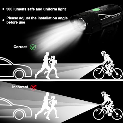 Adiwo Luz Bicicleta Súper Luminoso, Luces Bicicleta Delantera y Trasera, Foco Kit De Light Linterna Eléctrica Potente Intermitente MTB, Recargable USB Impermeable - imagen 2