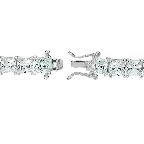 Hoops & Loops Sterling Silver Princess Cut White CZ Cubic Zirconia Classic Tennis Bracelet for Women2