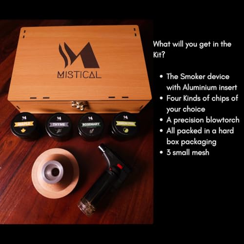 Image of Mistical Cocktail Smoker Kit with Torch - Smoker Kit for Cocktail & Whisky | Smoke Infuser | Ideal Gift for Any Occasion (Oak, Hickory, Lavender, Thyme)