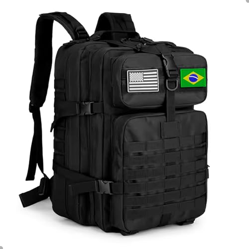 Mochila 50 L Impermeável e Reforçada – Resistente a Água, Grande Capacidade, Multiuso, Resistente para Viagem, Camping, Trilha, Trekking, Pescaria e Uso Urbano (Preta)