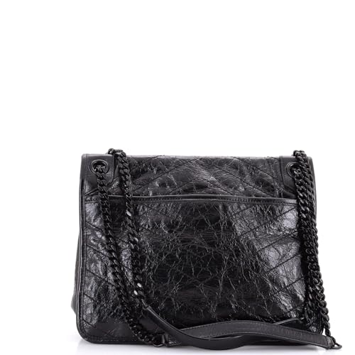 Saint Laurent, Pre-Loved Niki Chain Flap Bag Matelasse Chevron Leather Medium, Black3