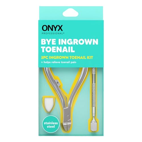 Onyx Professional Ingrown Toenail Kit with Toenail Clippers & Double-Ended Cuticle Pusher, Durable Stainless Steel, Easy to Use Ingrown Toenail Removal Kit, 2 Piece At-Home Pedicure Tools