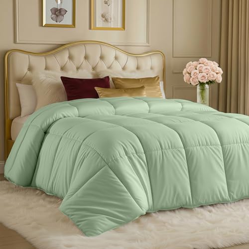 Image of Utopia Bedding Comforters King Size, All Season Duvet Insert, Down Alternative Box Stitched Bed Comforter with Corner Tabs, Machine Washable (Sage Green)