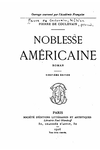Noblesse américaine, roman (French Edition)