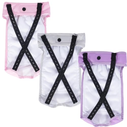Image of Washable Female Dog Diapers, Reusable Doggies Diapers and Puppies Dogs Heat Panties for Gril & Boy Dogs Periods (Medium (Pack of 3), Gray Pink Purple)