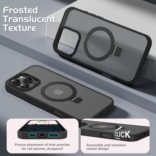 Image of DOMAVER Magnetic for iPhone 16 Pro Max Case with Ring Stand, Compatible with MagSafe, Military-Grade Drop Protection, Slim Shockproof Phone Case for iPhone 16 Pro Max 6.9 inch, Black