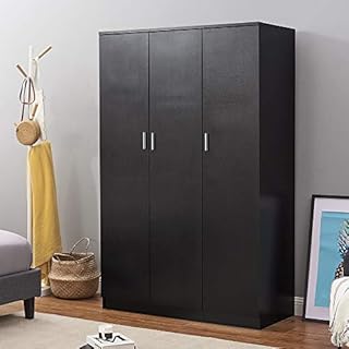 Wooden 3 Doors Wardrobes with Hanging Rail and Storage Shelves Modern Large Clothes Cupboards Unit for Bedroom Furniture
