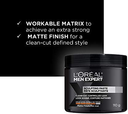 L’Oréal Paris Men Expert Sculpting Paste, Hair Paste For Men, Formulated For Extra Strong Hold With A Matte Finish For Any Clean-Cut Style, 110 g, Pack of 1
