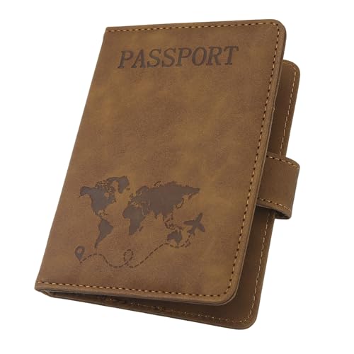 ILIYAH-Passport Cover-Passport Holder Travel Wallet-RFID Blocking Passport Case Travel Accessories Card Holder Wallet Unisex Travel Gifts (Brown MG)
