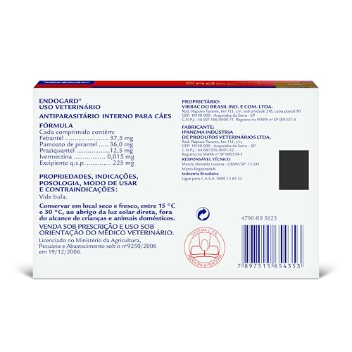 Virbac Endogard Vermífugo para Cães até 2,5 kg com 6 Comprimidos