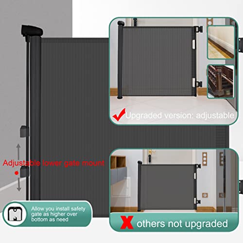 Retractable Stair Gate, Upgraded Stair Gates for Dogs Baby 140cm Safety Gate Dog Gate One Hand Operation Stair Gate for Baby Indoor Outdoor (Black, 140CM) - Image 6