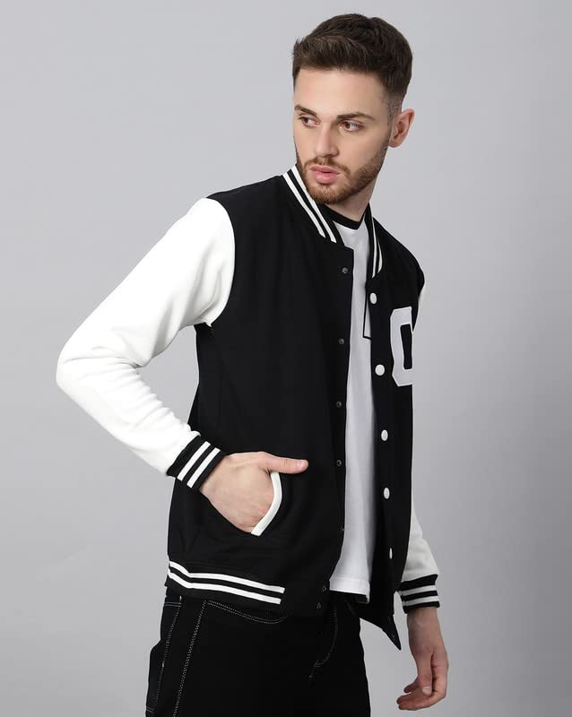Image of BE SAVAGE Men's Cotton Blend Standard Length Varsity Jacket