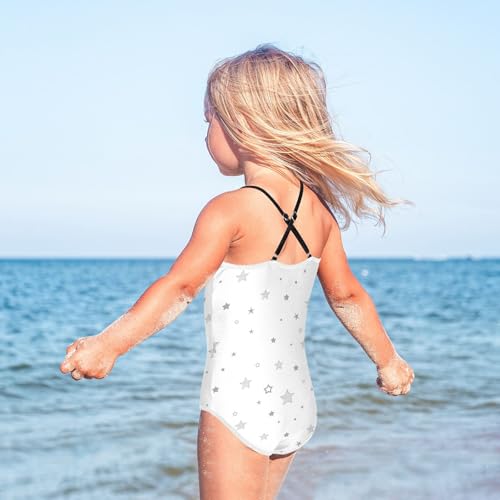 Little Stars on White Swimsuit for Girls 1-Piecing Toddler Girl Bathing Suit Swim Suit for Girls4