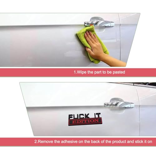 Image of 1 PC Car Fender Badge, 1.18 inch x 3.14 inch Fuck IT Edition Hood Trunk Door Alloy Decorative Car Emblem, Fashionable Personalized Body Decoration Accessories, for Most Models (Black & Red)