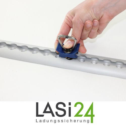 LOADCARE Single Fitting für Airlineschienen â Kunststoff Endbeschlag mit Federmechanismus â Zurröse für Zurrschiene â passend für Camper, PKW, LKW & Anhänger â stabil & schienenschonend (Blau,10) – Bild 5