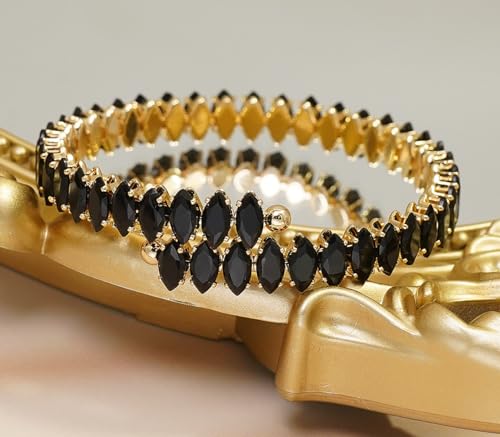 Rhinestone Cuff Bracelet Cubic Zirconia Tennis Bracelets Open Adjustable Elastic Bangle for Women4