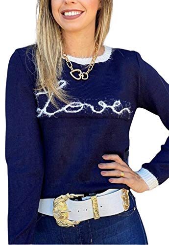 Suéter Tricot Mania de Sophia Love Azul Marinho