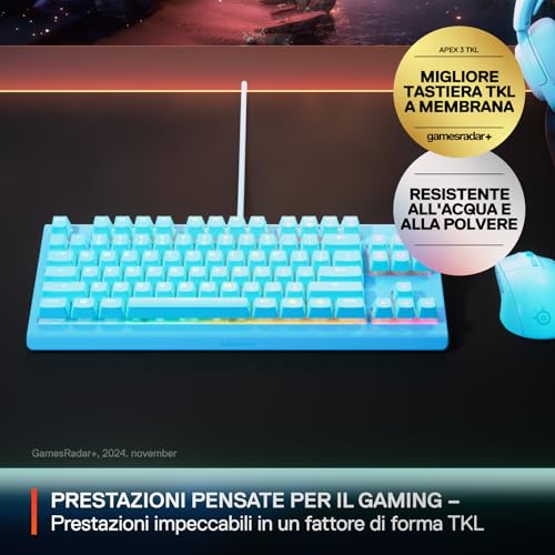 Apex 3 TKL - Tastiera Gaming Aqua - Fattore di forma compatto senza tastierino - Illuminazione RGB a 8 zone - Resiste ad acqua e polvere - Switch da gaming super silenziosi - UK QWERTY - Tastiera gaming - Immagine 1