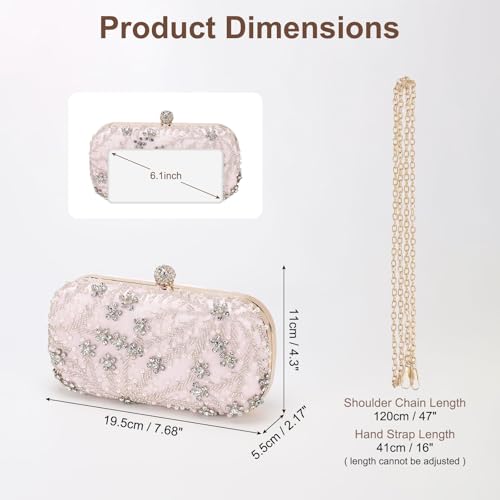 Image of DTGN Evening Bags Clutch Purses for Women Formal, Bridal Purses Rhinestone Handbags Shoulder Bag with Chain Sparkly