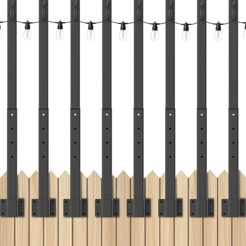 Mutovlin 8 Pack String Light Poles,2.8 Ft Light Poles for Outside String Lights,Outdoor Lights Pole with Fork,Metal Poles Stand for Patio Deck Backyard