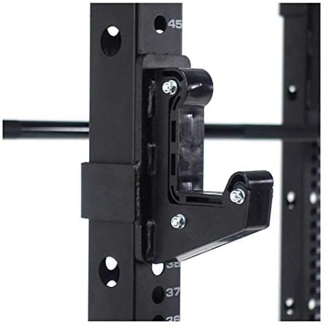 Force USA MyRack Deluxe J-Hook installed on a black power rack upright.