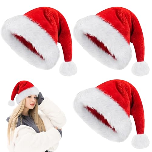 Ntwdby 3 Stück Weihnachtsmütze Nikolausmütze Erwachsene, Damen...