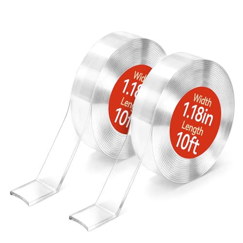 Image of Comix Double Sided Tape Heavy Duty, 1.18 inch x 120 inch(10ft), Removable Washable Nano Tape, Residue-Free, Multipurpose Reusable Gel Mounting Tape, 2 Rolls