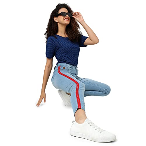Image of PINACOLADA Women Side Striped Stylish Denim Jeans