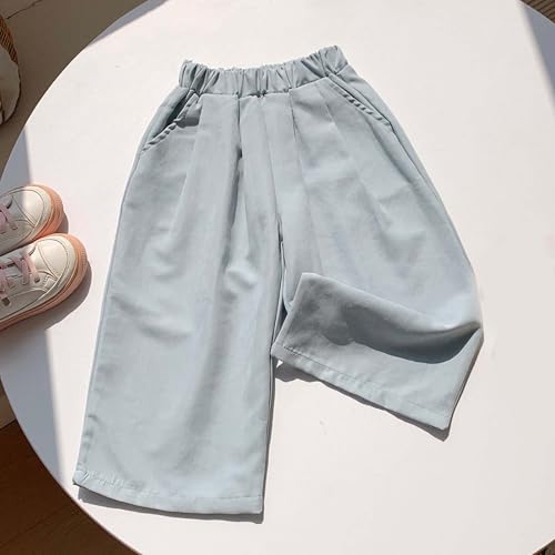 Ensemble fille haut de gamme en coton uni bleu clair fluide - 5