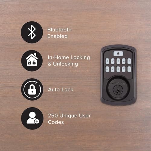 Kwikset 99420-003 Aura Bluetooth Programmable Keypad Door Lock Deadbolt Featuring SmartKey Security, Iron Black thumbnail 3